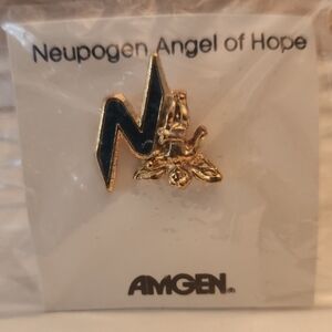 💥FALL SALE💥VINTAG EGold and Black Neupogen Angel of Hope Pin